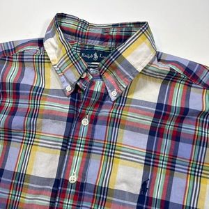Vintage Ralph Lauren Classic Fit Plaid Button Down‎ Dress Shirt Mens Large